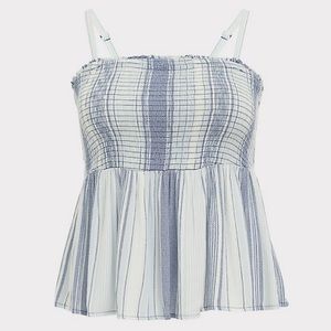 NWT BLUE STRIPED GAUZE SMOCKED CAMI